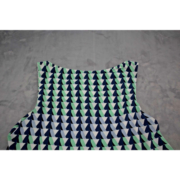 Donna Morgan Dress Womens 8 Green Blue Geo Print Sleeveless Casual Outfit - Picture 13 of 14